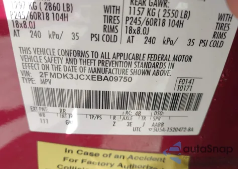 2014 Ford Edge Sel from USA, damaged, VIN 2FMDK3JCXEBA09750